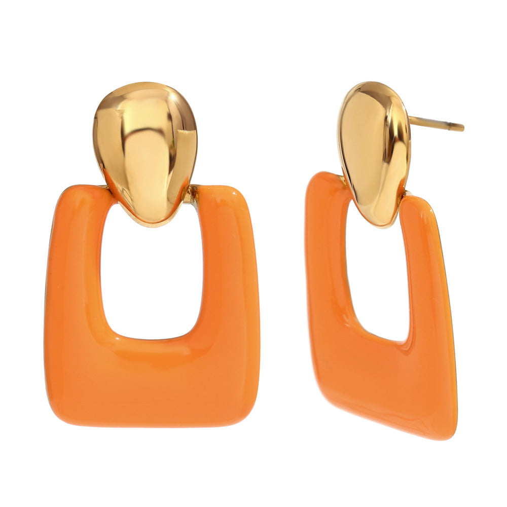 Gold color enamel stainless steal Earrings