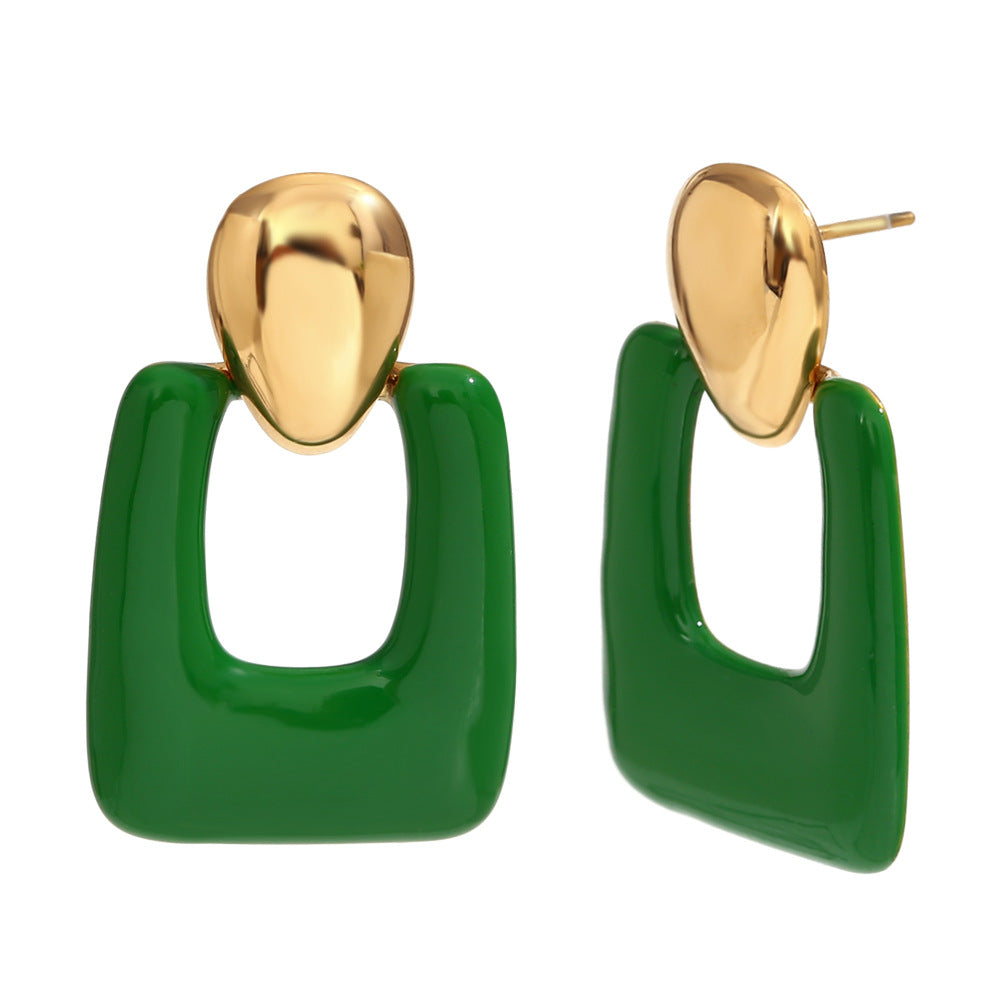 Gold color enamel stainless steal Earrings