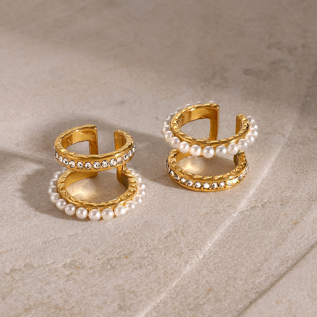 Two layer pearl ear cuff