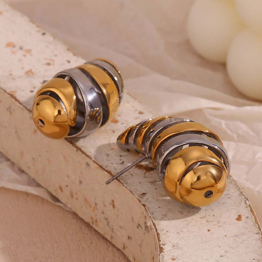 Spiral two tone water drop earrings