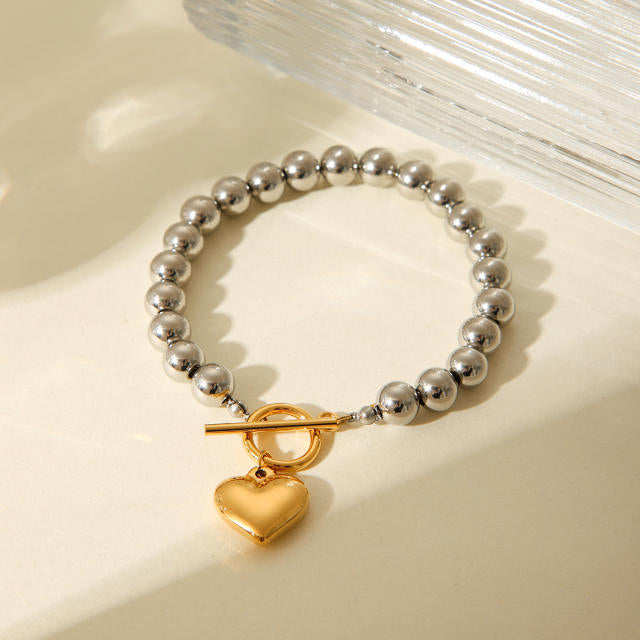 Mix bead heart bracelet