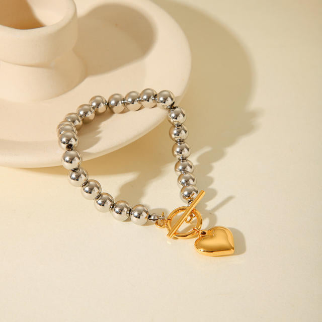 Mix bead heart bracelet