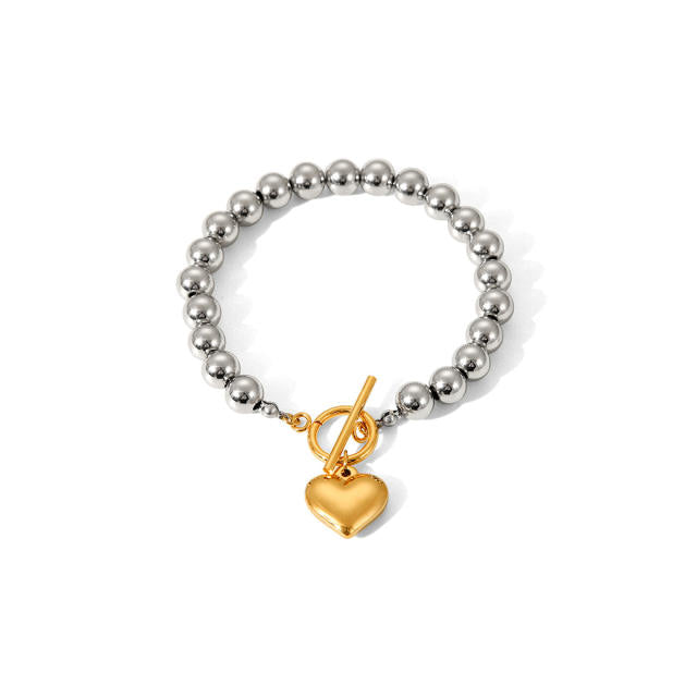 Mix bead heart bracelet