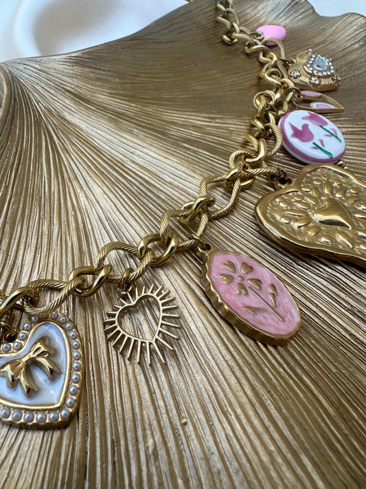 Cute Pink Heart Necklace