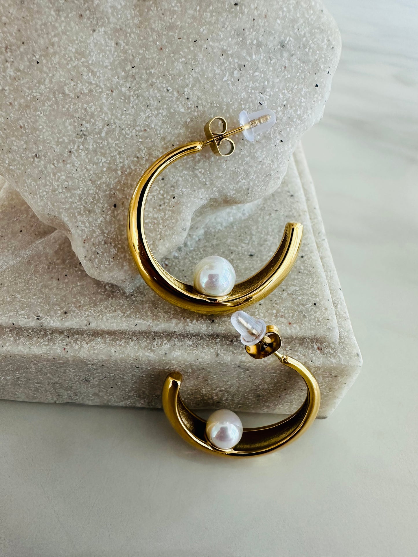 Moon Pearl Hoop
