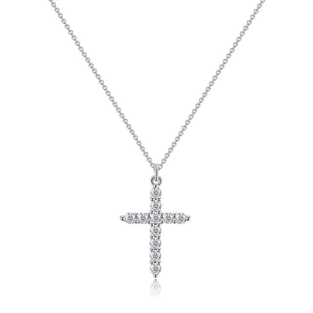 Diamond Cross silver stainless steal pendant necklace