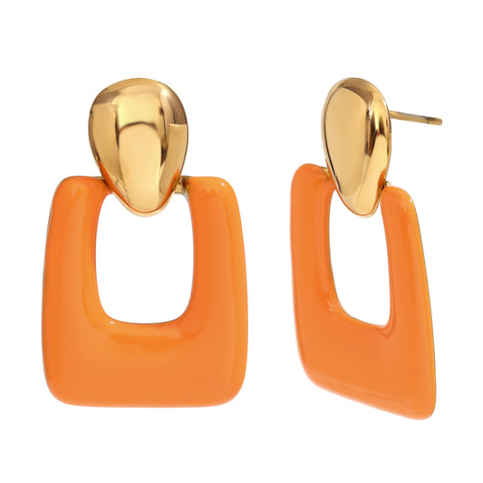 Gold color enamel stainless steal Earrings