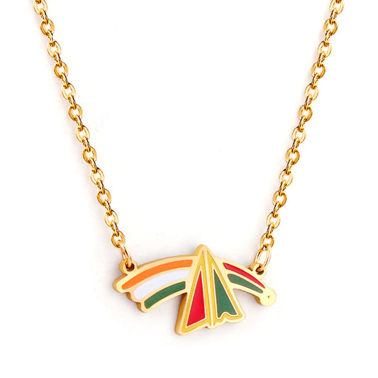 Gold Stainless steal Rainbow Necklace pendant