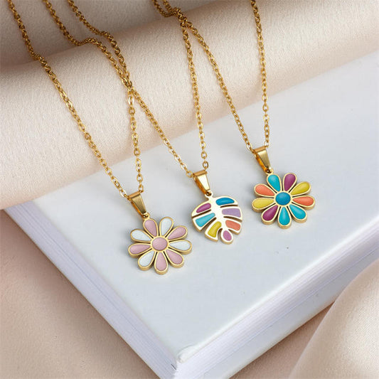 Flower Color Stainless Steal Pendant