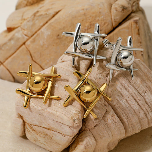 Chunky small stainless steel earrings