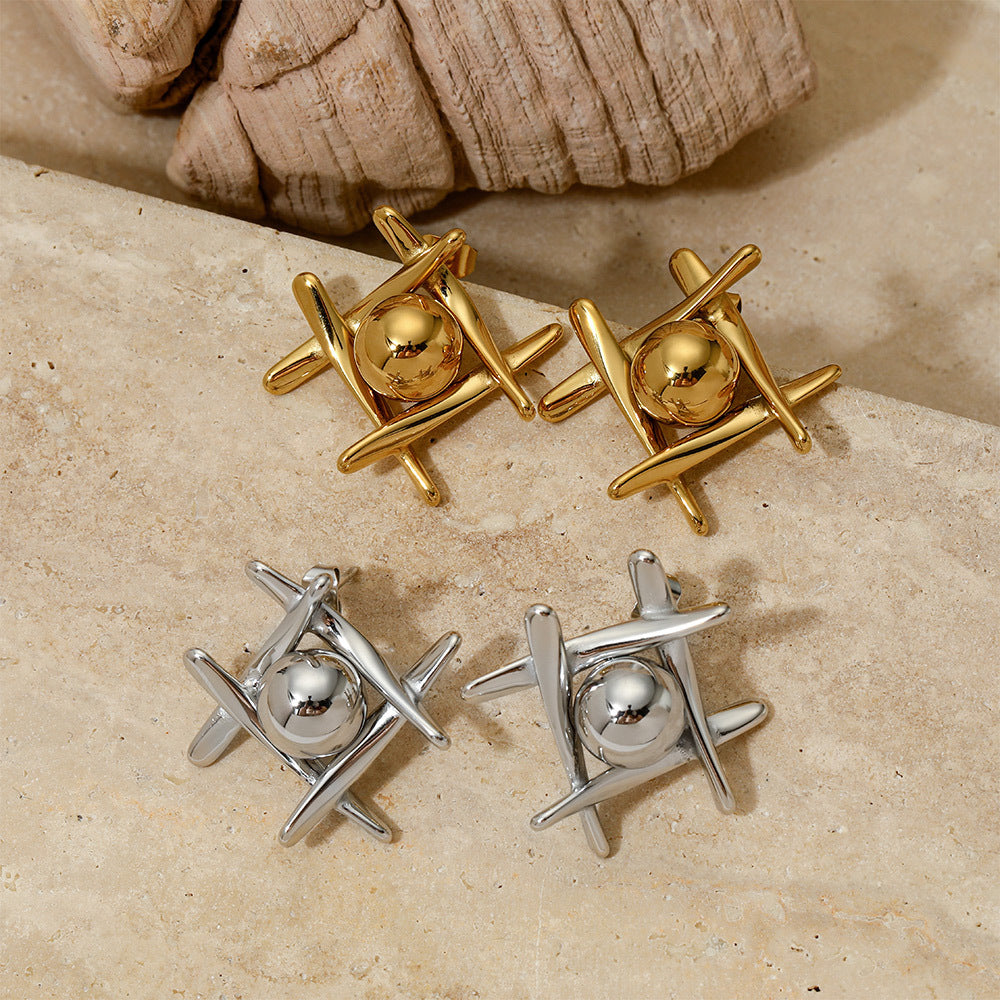 Chunky small stainless steel earrings