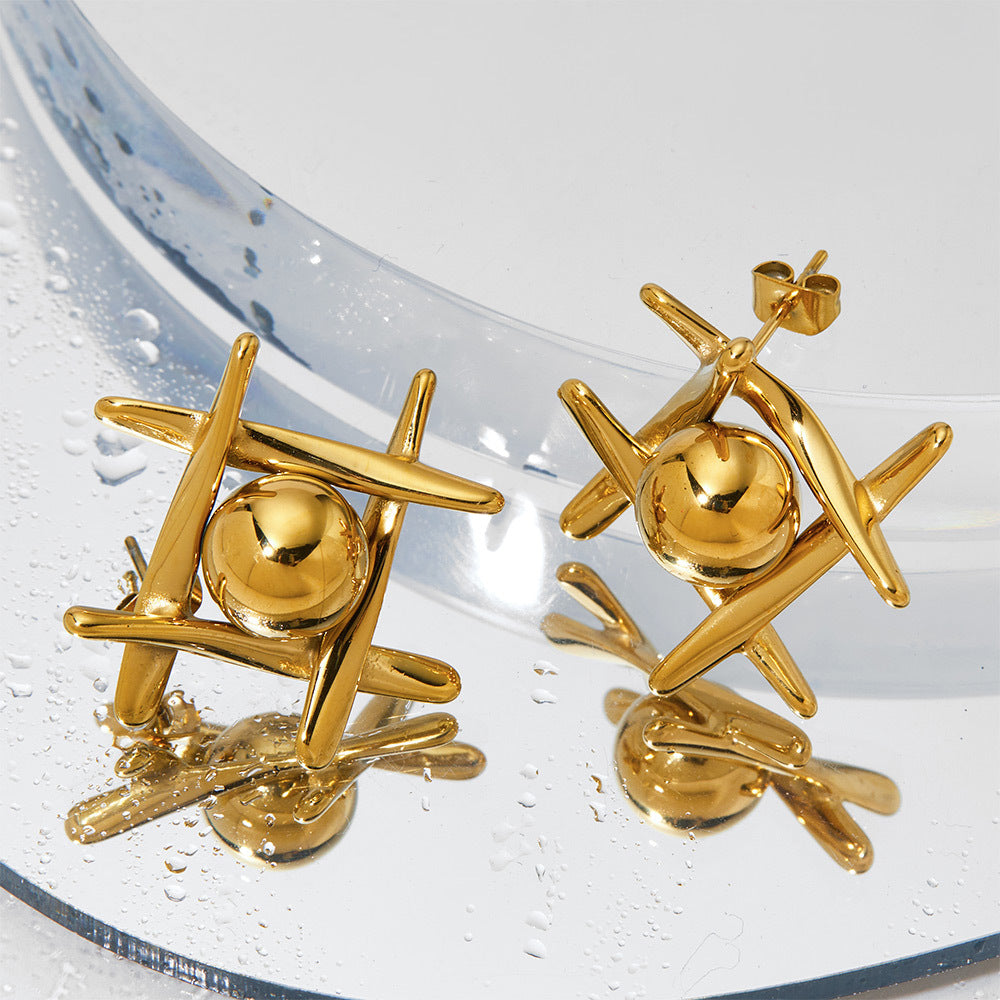 Chunky small stainless steel earrings
