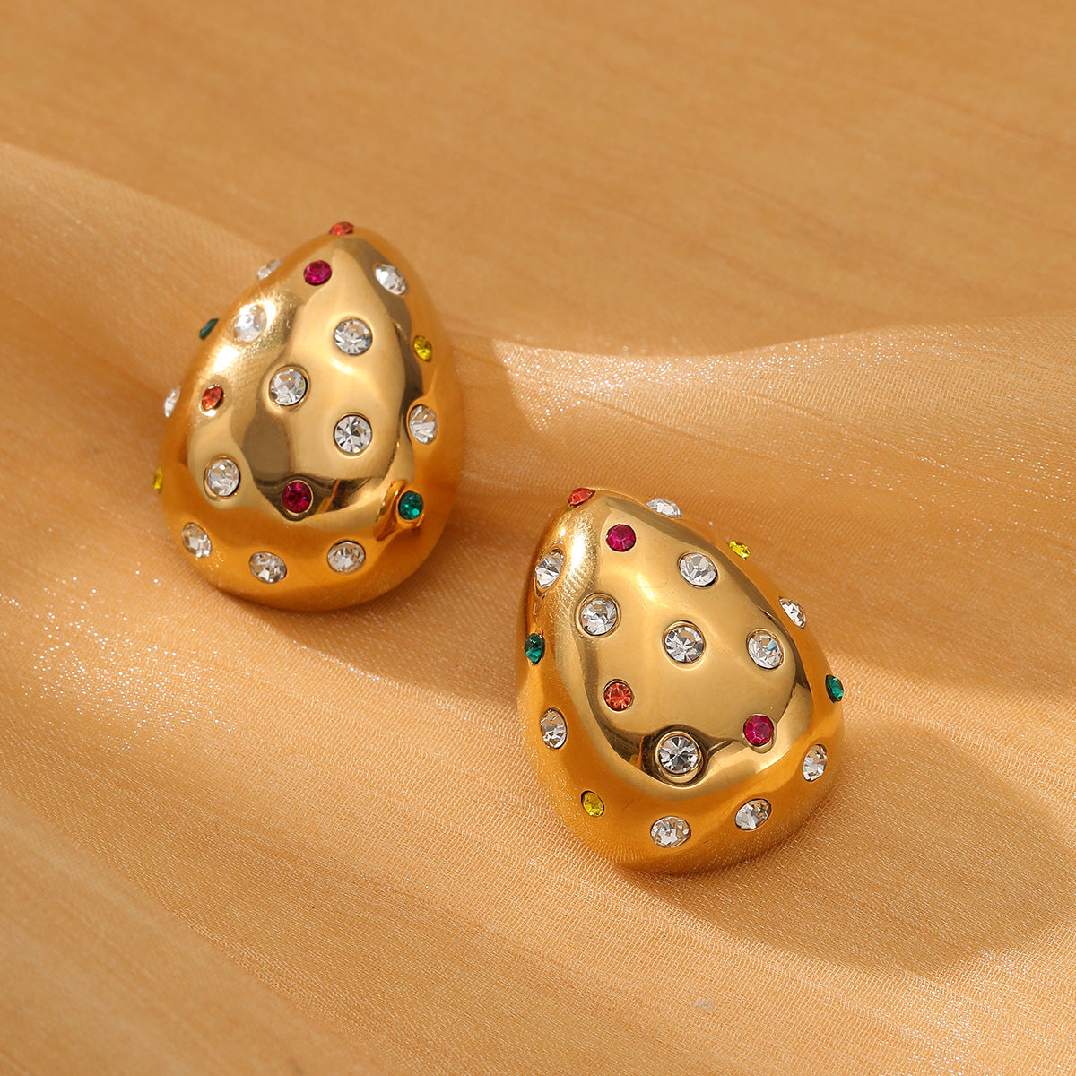 chunky rhinestone waterdrop earrings