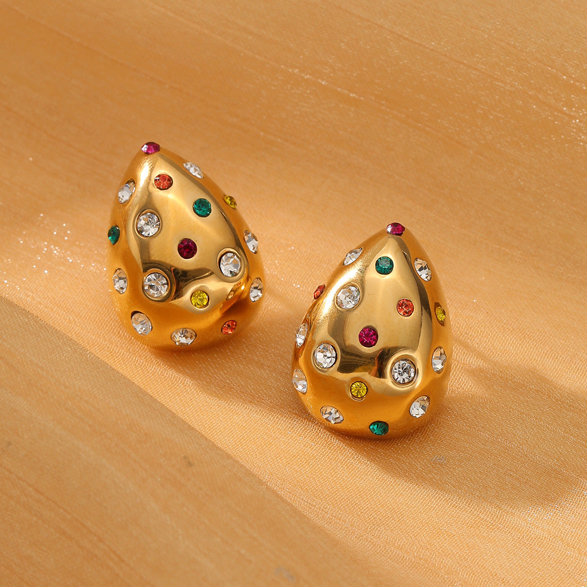 chunky rhinestone waterdrop earrings