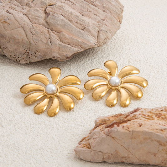 Delicate Flower Pearl Earrings