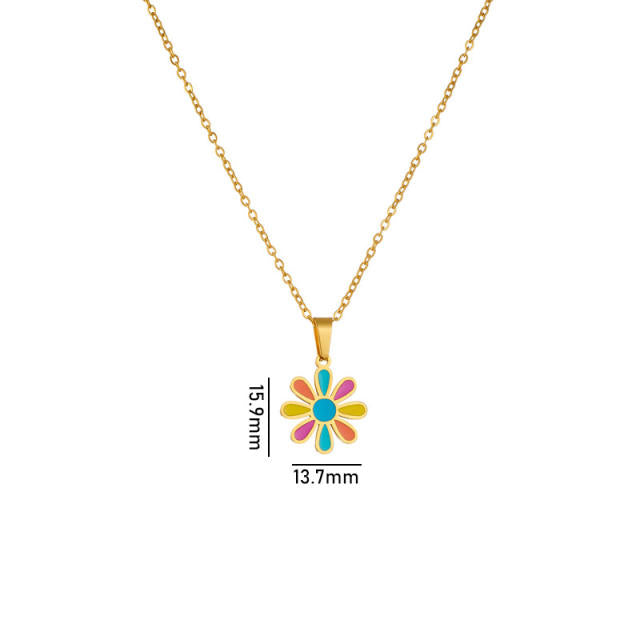 Flower Color Stainless Steal Pendant