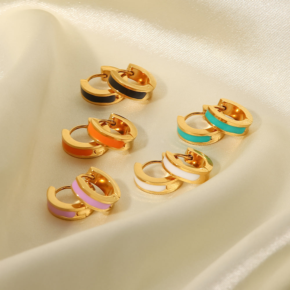 Huggie Colors stainless steal gold Earrings