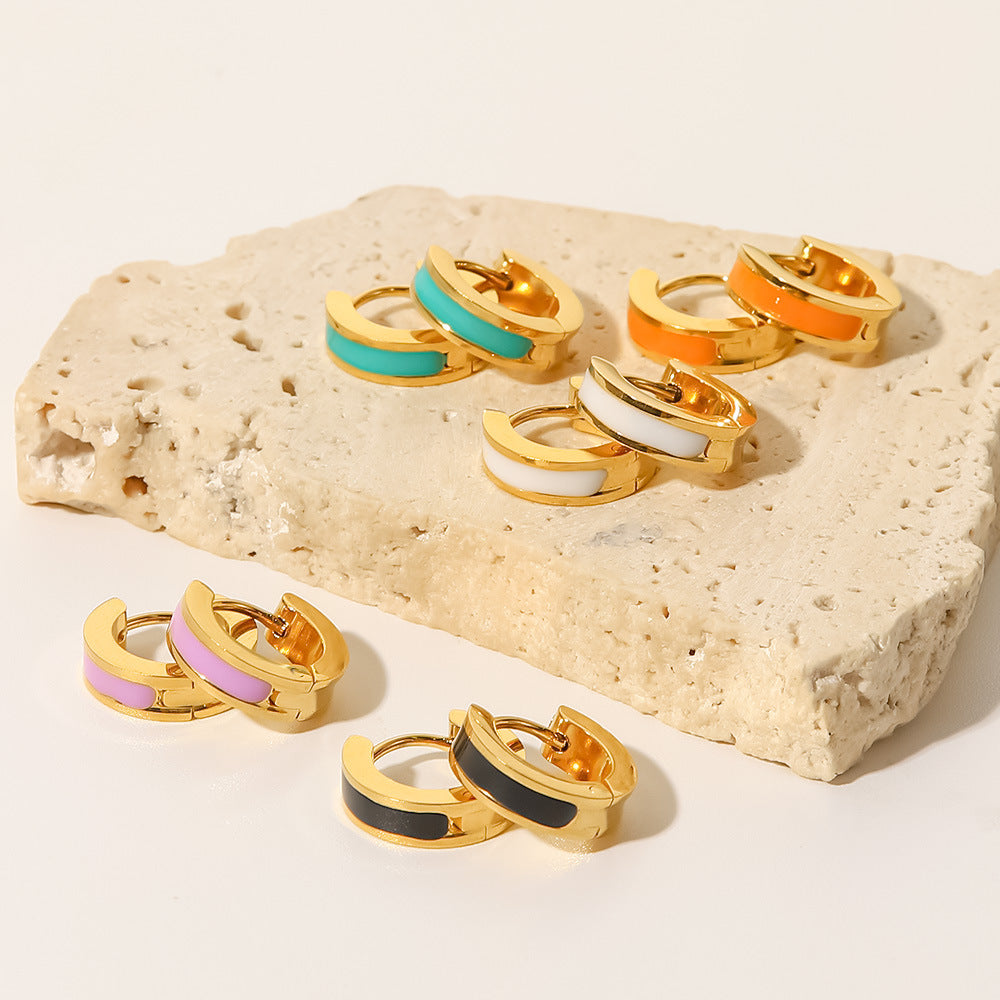 Huggie Colors stainless steal gold Earrings