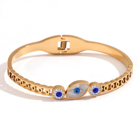 3 eyes diamond gold stainless steal bangle