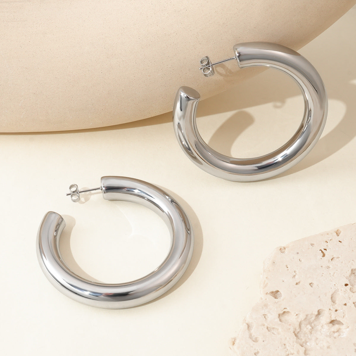 Silver Chunky Hoops