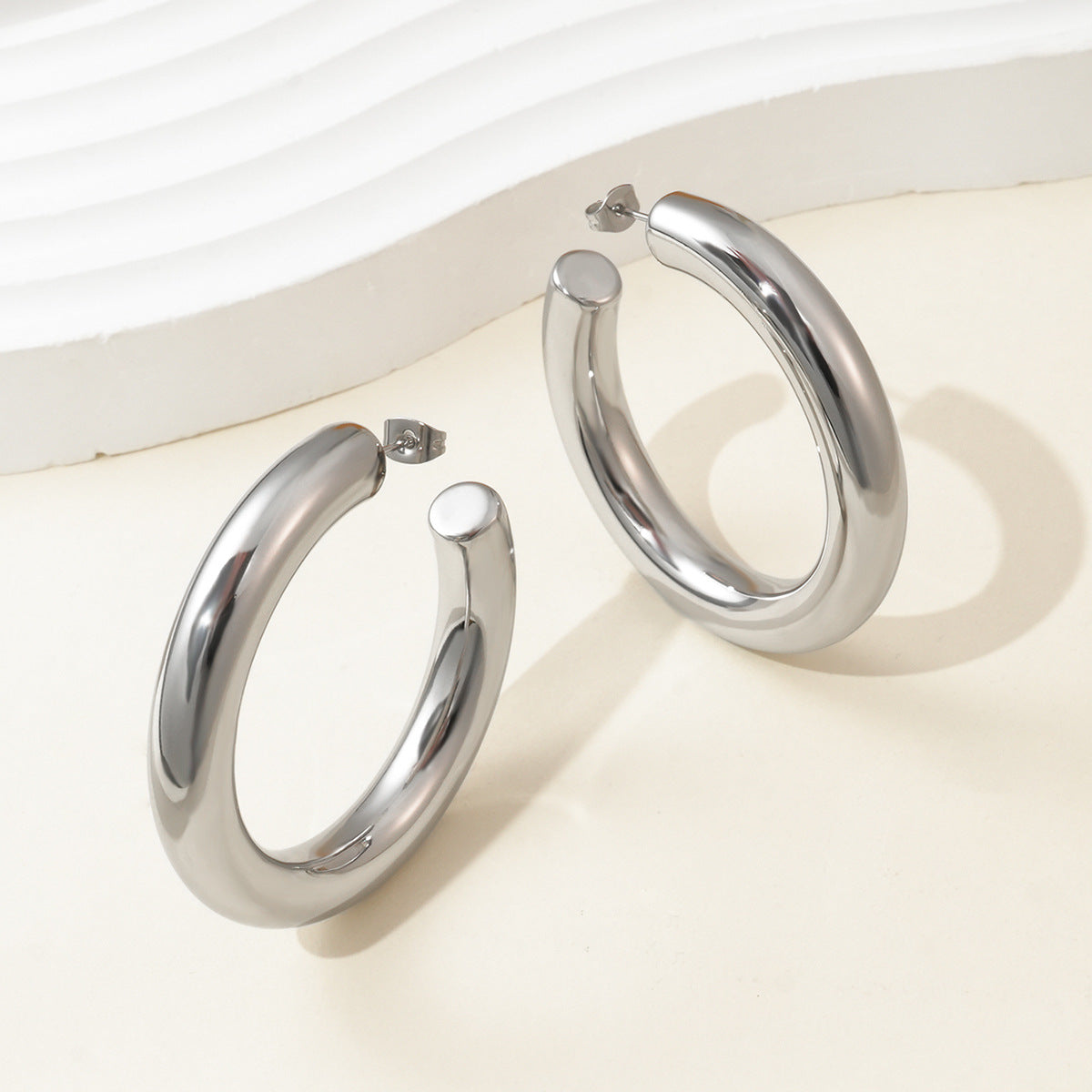 Silver Chunky Hoops